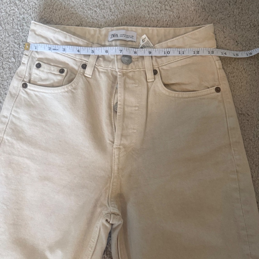 ZARA Beige High Rise Mom Jeans Women Size 2 - Picture 9 of 11